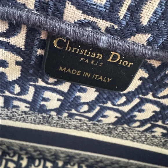 NWOT CD Book Tote, navy and cream, 13” H x 16” W x  6” D - Picture 3 of 6